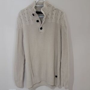 University Club Rowing Crew Men Beige 1/4 Button Pullover Sweater Size XXL